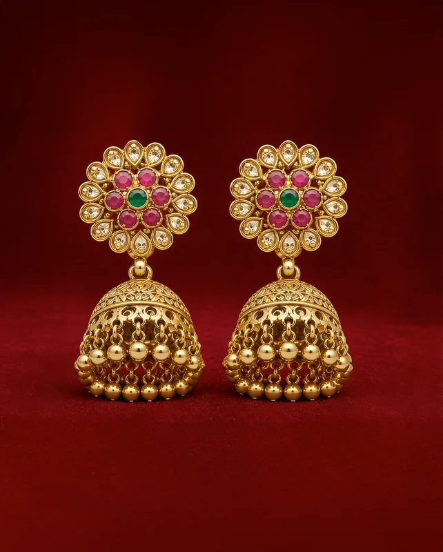 Surya Pushp Gold Earrings