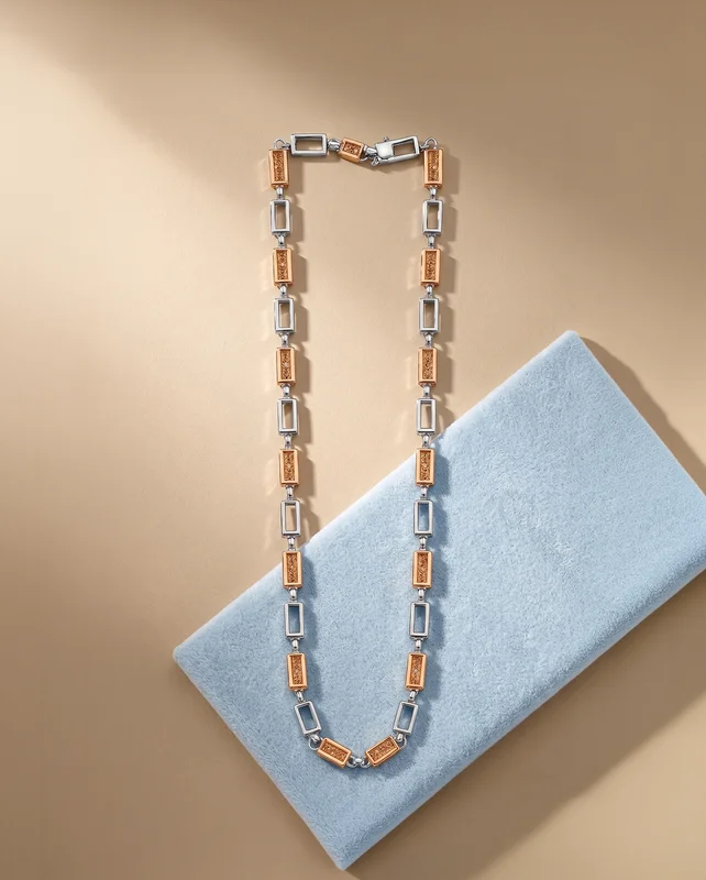 Dual-Tone Geometric Link Armani Chain